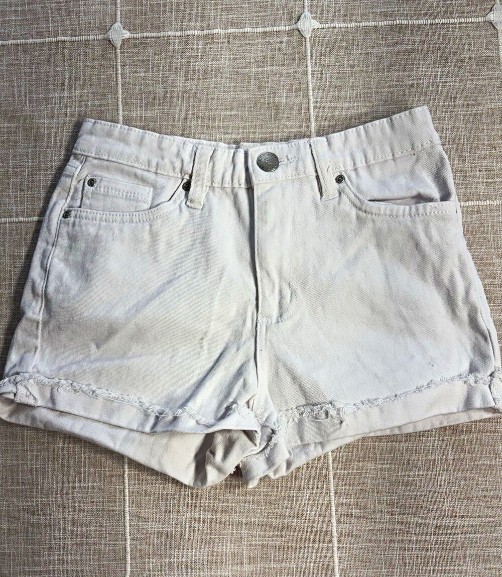 Hot Kiss Women's White Denim High Rise Cut Off Shorts Size 3 5-Pocket Cotton